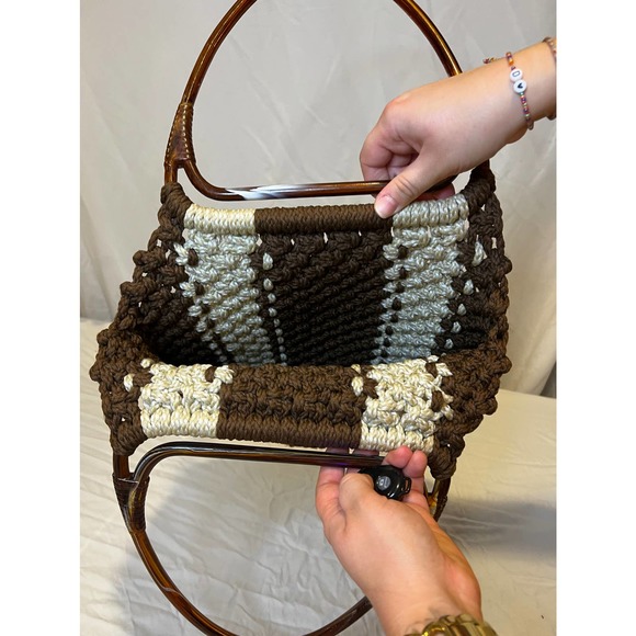 Crochet Brown and White Bag - Picture 4 of 5